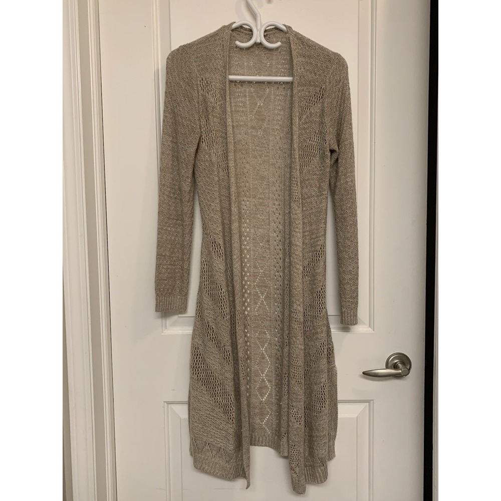 Kismet Open Knit Duster Cardigan S Beige Boho Cottage Country Cowgirl Festival